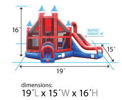 Deluxe Castle Bounce House Slide Combo DRY ONLY - RWB